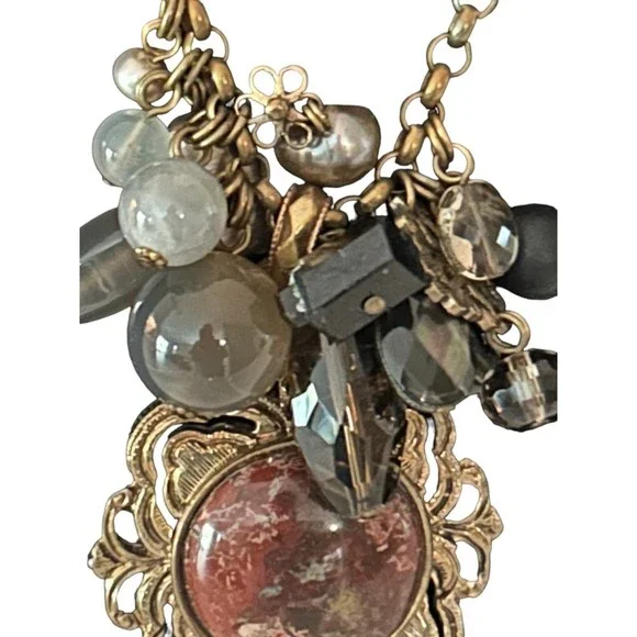 Vintage Stephen Dweck Bronze Metal Semi-Precious Stones w/Jasper 